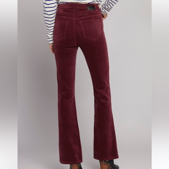 CURRENT ELLIOTT THE SIDE STREET VELVET FLARE PANT in Claret Red Flare Maroon 27 - Picture 2 of 16